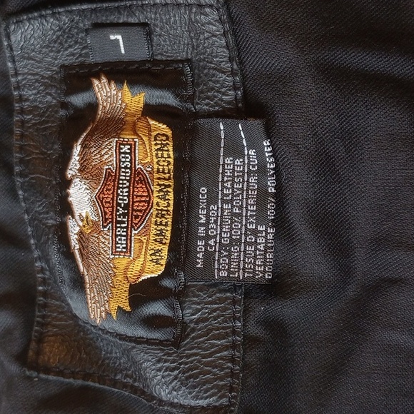 Harley-Davidson, Large black leather embroidered vest: pockets, laces, zippers - Picture 4 of 7